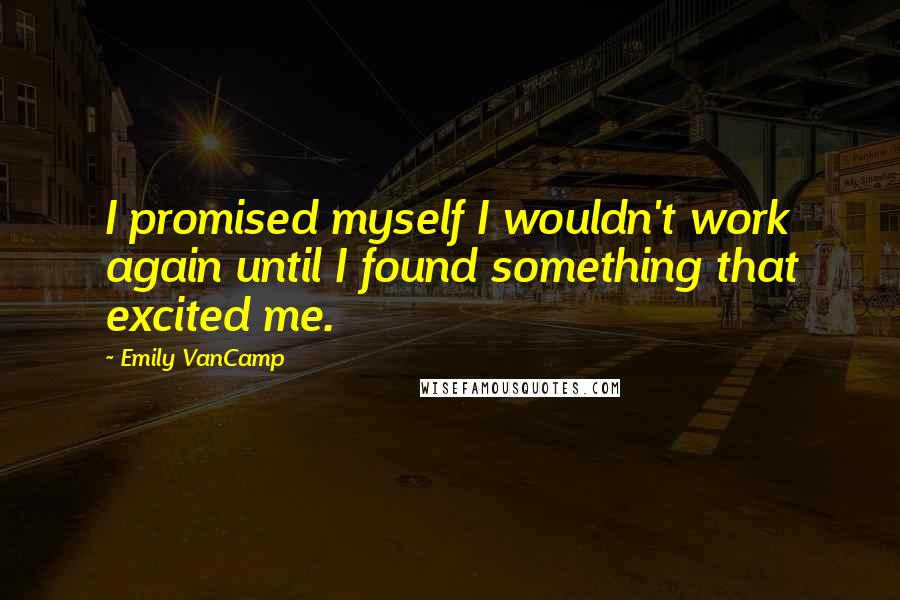 Emily VanCamp Quotes: I promised myself I wouldn't work again until I found something that excited me.
