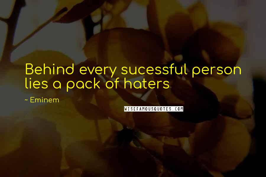 Eminem Quotes: Behind every sucessful person lies a pack of haters