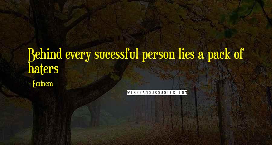Eminem Quotes: Behind every sucessful person lies a pack of haters