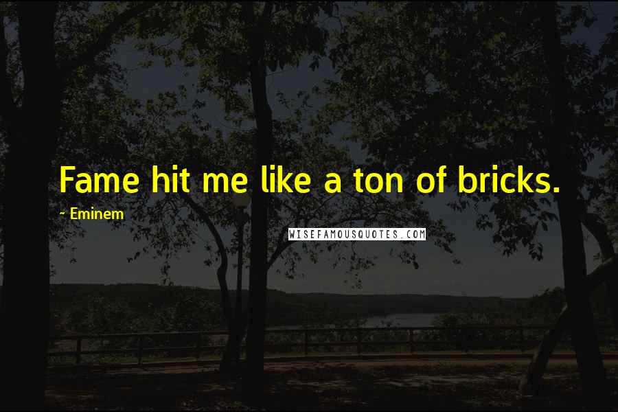 Eminem Quotes: Fame hit me like a ton of bricks.