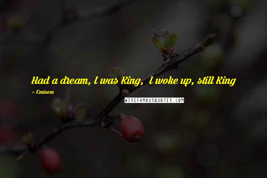 Eminem Quotes: Had a dream, I was King,  I woke up, still King