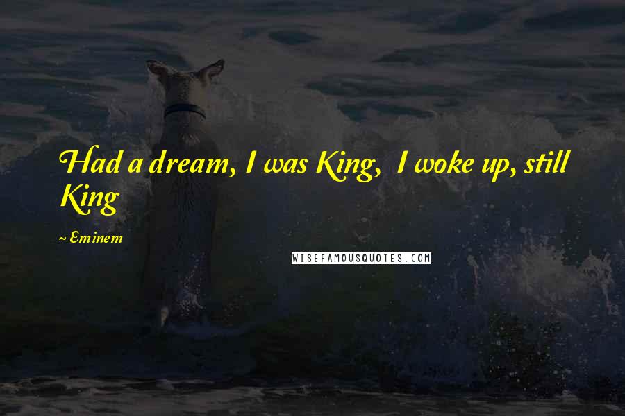 Eminem Quotes: Had a dream, I was King,  I woke up, still King