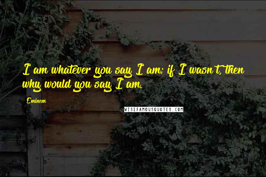 Eminem Quotes: I am whatever you say I am; if I wasn't, then why would you say I am.