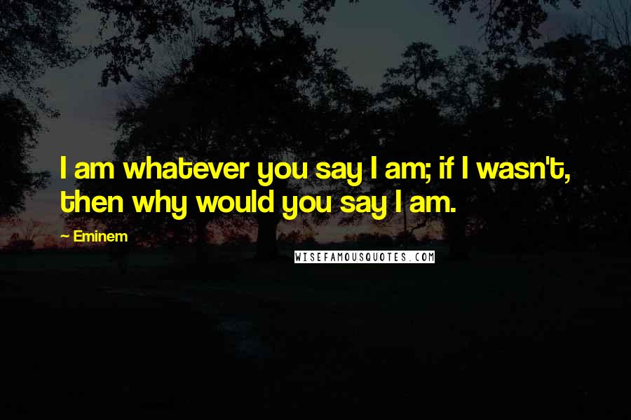 Eminem Quotes: I am whatever you say I am; if I wasn't, then why would you say I am.