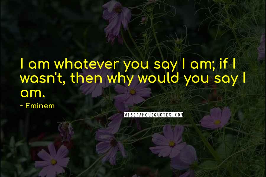 Eminem Quotes: I am whatever you say I am; if I wasn't, then why would you say I am.