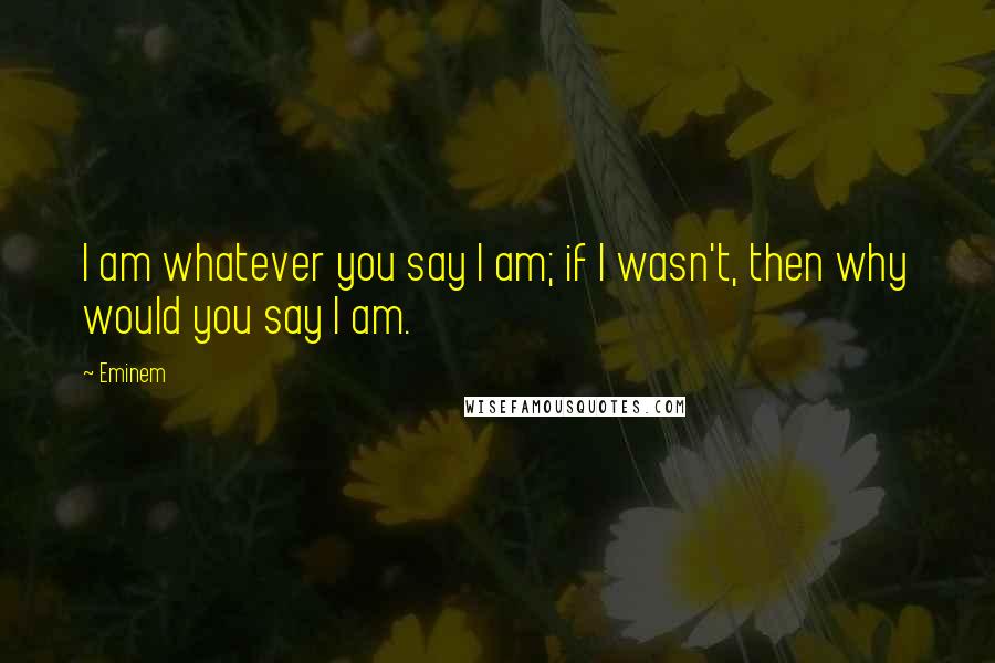 Eminem Quotes: I am whatever you say I am; if I wasn't, then why would you say I am.