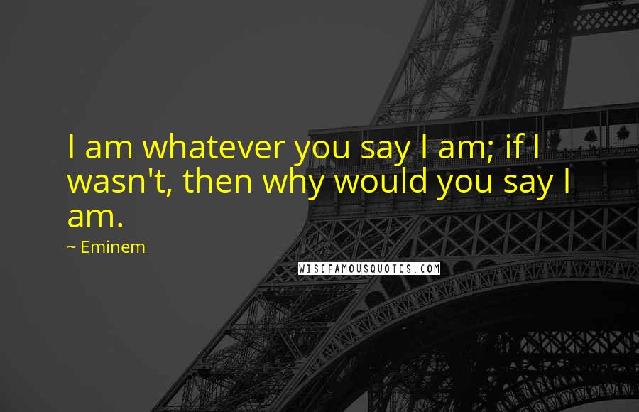 Eminem Quotes: I am whatever you say I am; if I wasn't, then why would you say I am.