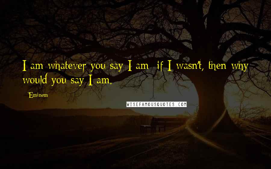 Eminem Quotes: I am whatever you say I am; if I wasn't, then why would you say I am.