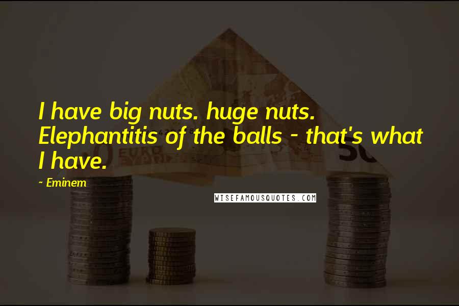 Eminem Quotes: I have big nuts. huge nuts. Elephantitis of the balls - that's what I have.