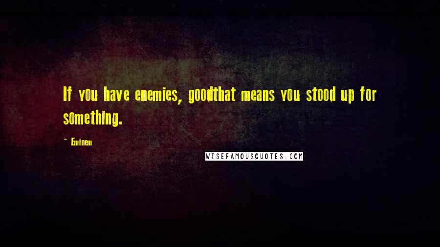 Eminem Quotes: If you have enemies, goodthat means you stood up for something.