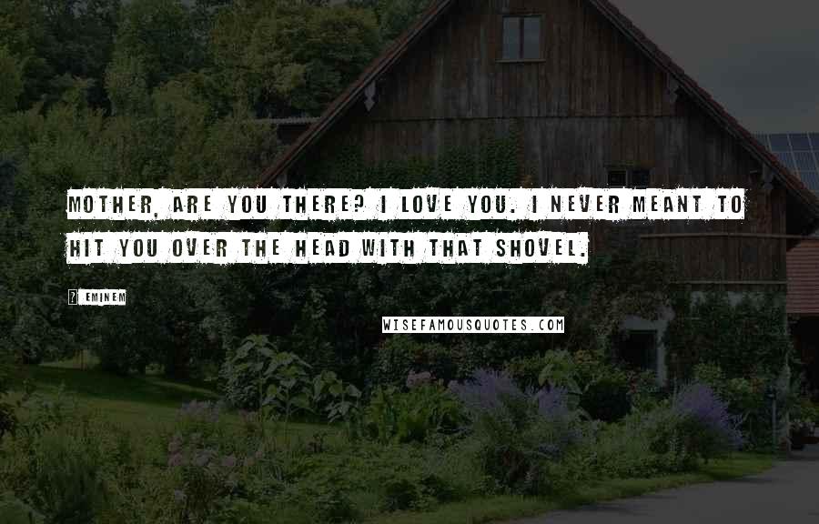 Eminem Quotes: Mother, are you there? I love you. I never meant to hit you over the head with that shovel.