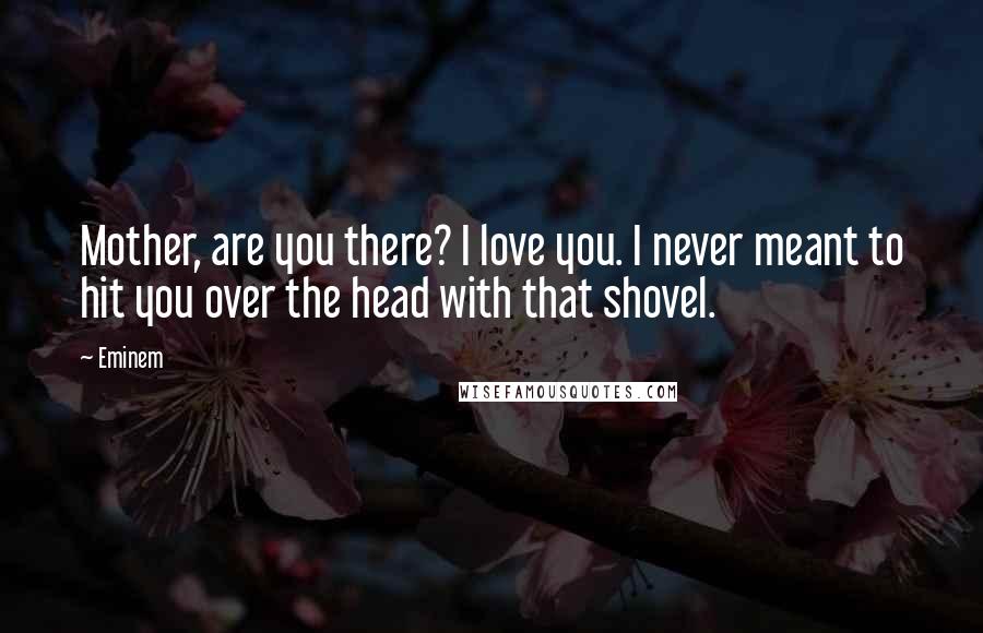 Eminem Quotes: Mother, are you there? I love you. I never meant to hit you over the head with that shovel.