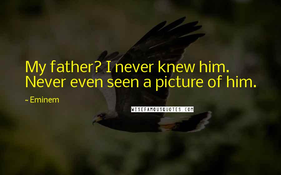 Eminem Quotes: My father? I never knew him. Never even seen a picture of him.