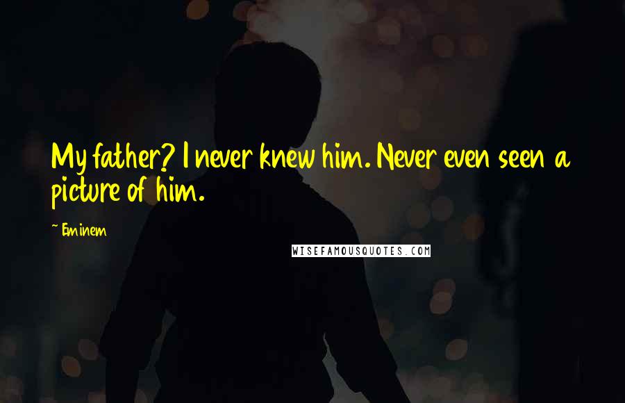 Eminem Quotes: My father? I never knew him. Never even seen a picture of him.