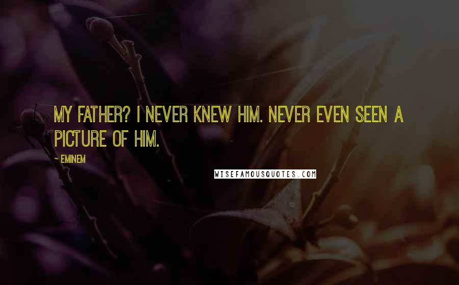 Eminem Quotes: My father? I never knew him. Never even seen a picture of him.