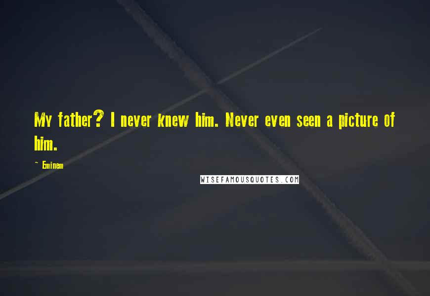 Eminem Quotes: My father? I never knew him. Never even seen a picture of him.