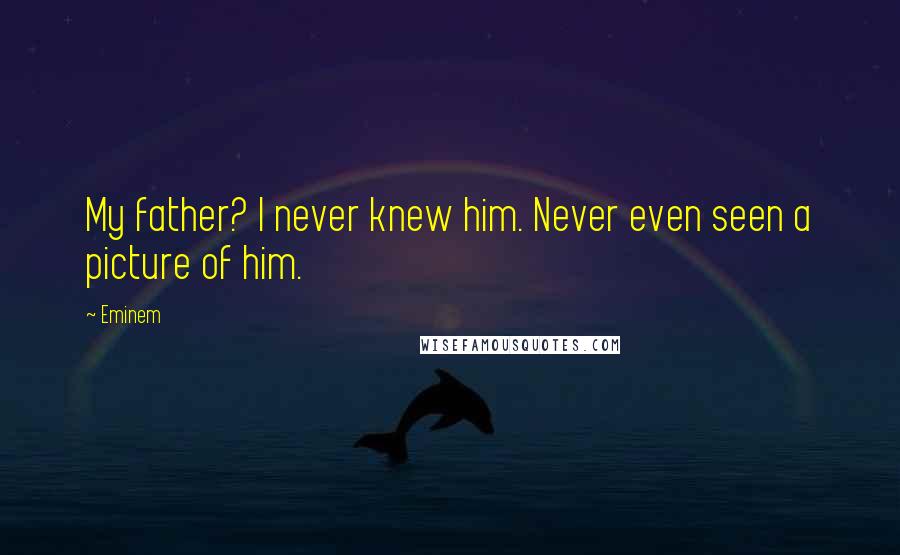 Eminem Quotes: My father? I never knew him. Never even seen a picture of him.
