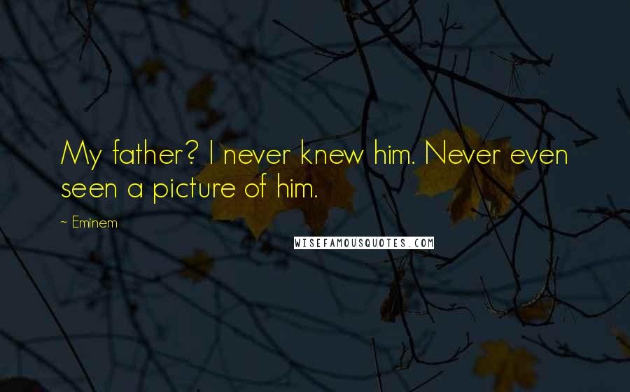 Eminem Quotes: My father? I never knew him. Never even seen a picture of him.