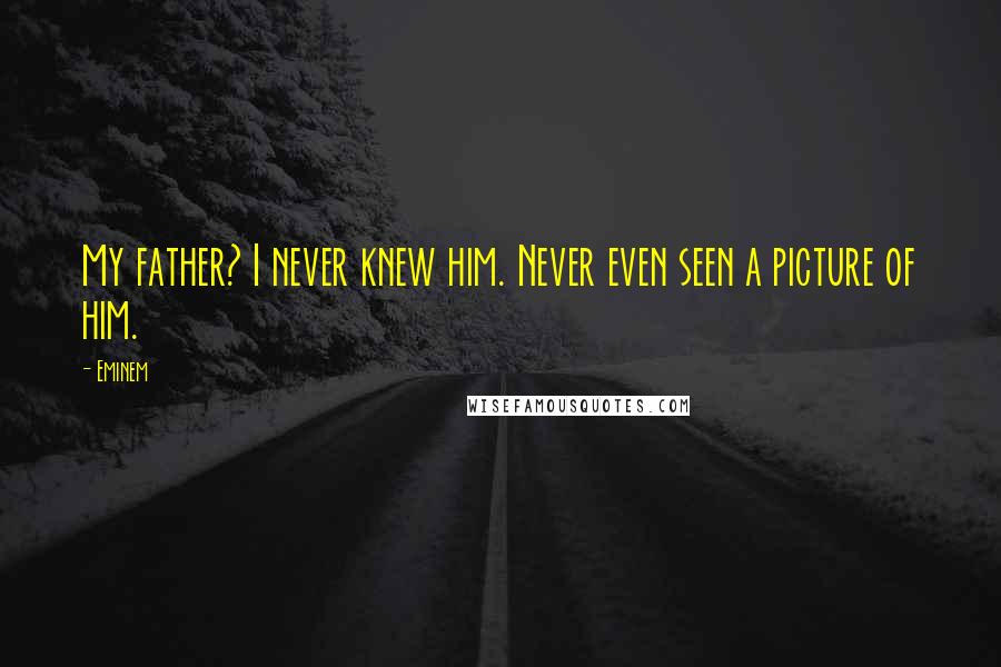 Eminem Quotes: My father? I never knew him. Never even seen a picture of him.