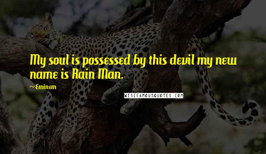 Eminem Quotes: My soul is possessed by this devil my new name is Rain Man.