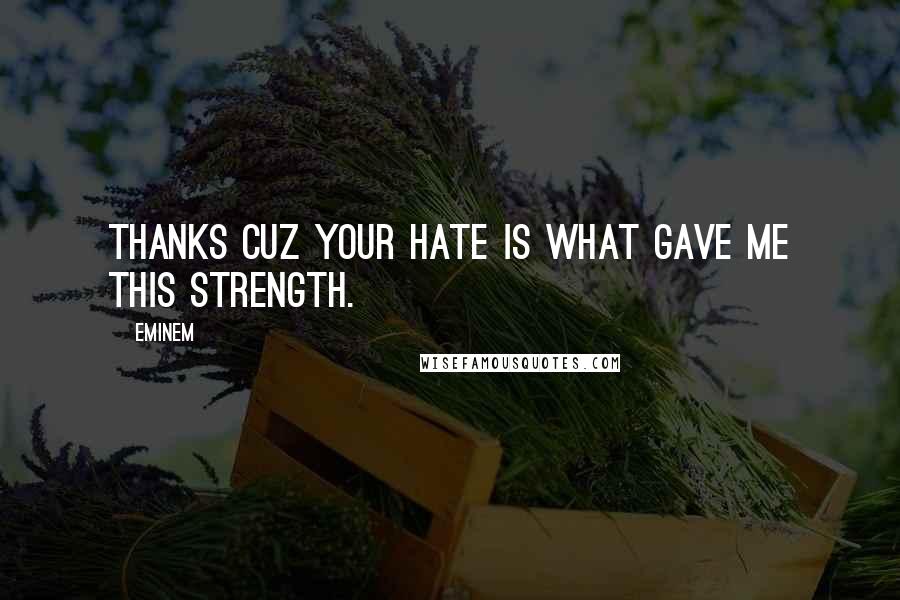Eminem Quotes: Thanks cuz your hate is what gave me this strength.