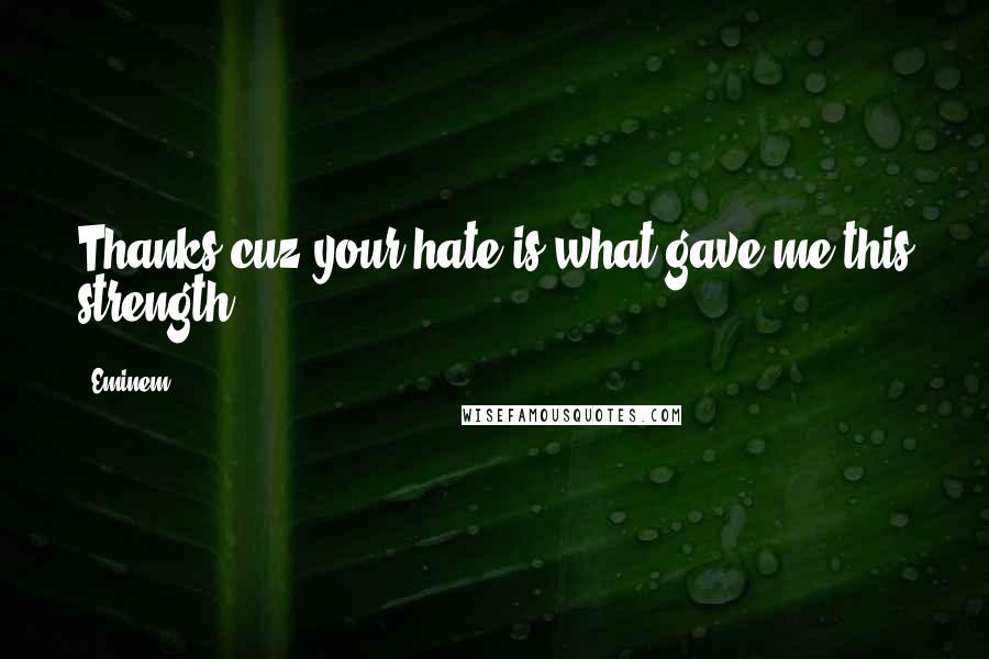 Eminem Quotes: Thanks cuz your hate is what gave me this strength.
