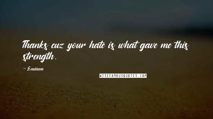 Eminem Quotes: Thanks cuz your hate is what gave me this strength.