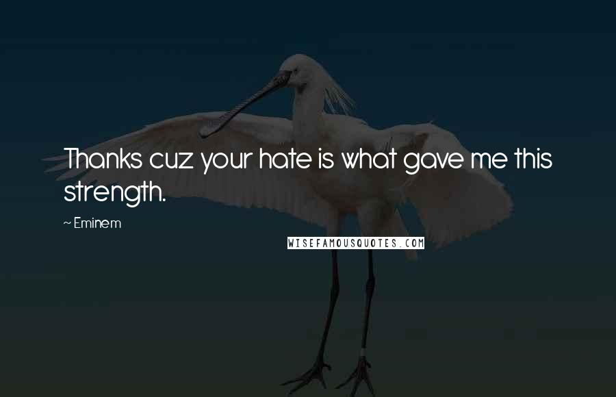 Eminem Quotes: Thanks cuz your hate is what gave me this strength.
