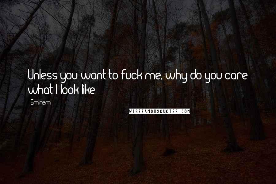 Eminem Quotes: Unless you want to fuck me, why do you care what I look like?