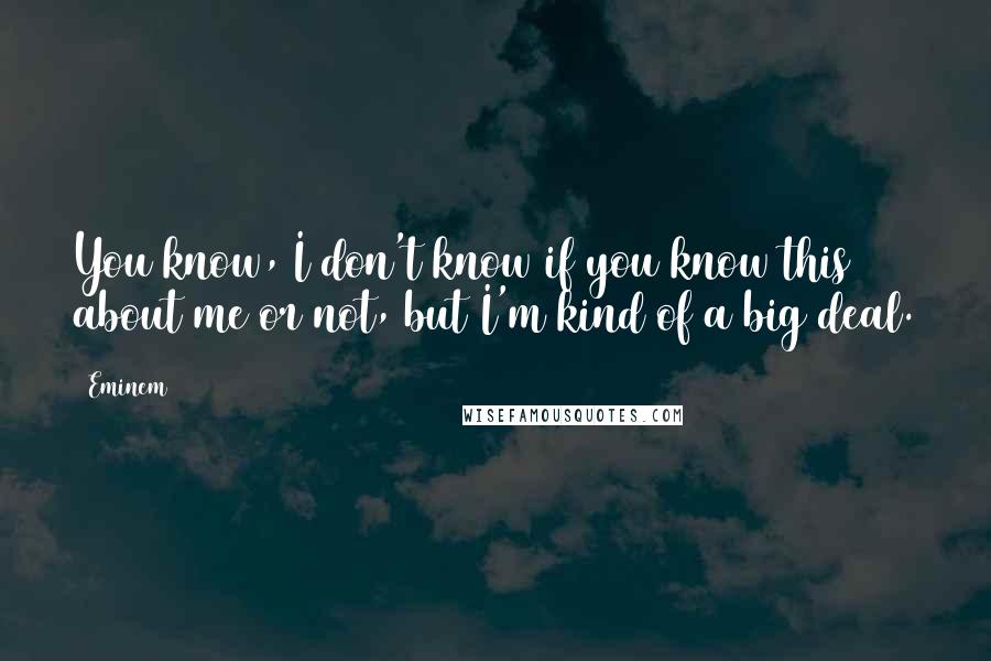 Eminem Quotes: You know, I don't know if you know this about me or not, but I'm kind of a big deal.