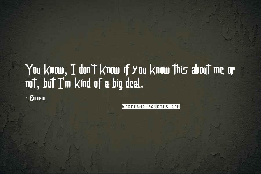 Eminem Quotes: You know, I don't know if you know this about me or not, but I'm kind of a big deal.