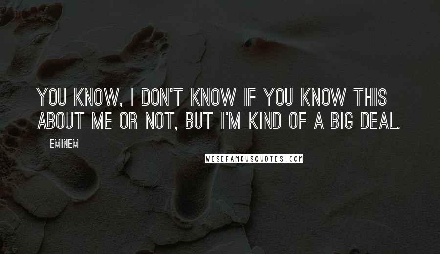 Eminem Quotes: You know, I don't know if you know this about me or not, but I'm kind of a big deal.