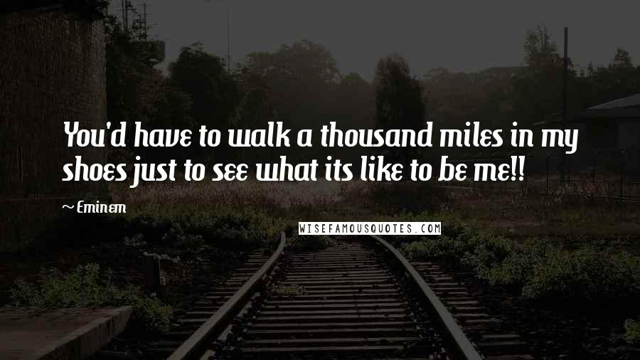 Eminem Quotes: You'd have to walk a thousand miles in my shoes just to see what its like to be me!!