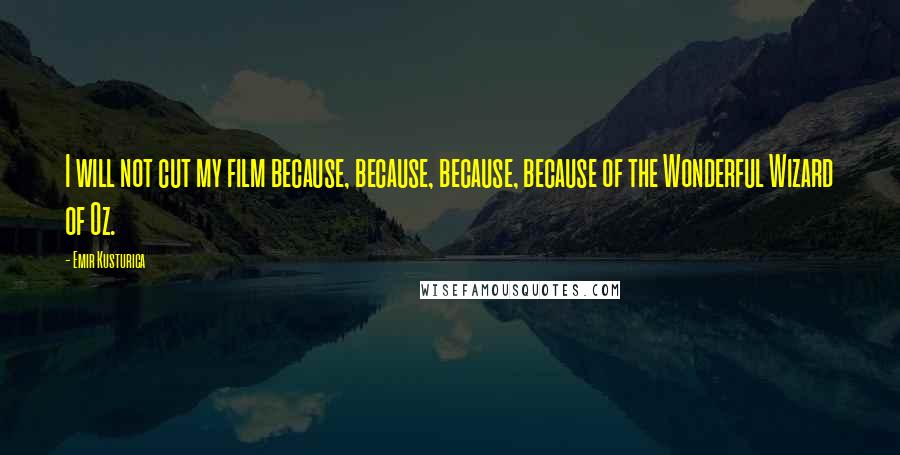 Emir Kusturica Quotes: I will not cut my film because, because, because, because of the Wonderful Wizard of Oz.