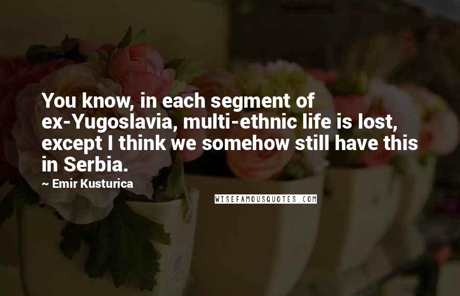 Emir Kusturica Quotes: You know, in each segment of ex-Yugoslavia, multi-ethnic life is lost, except I think we somehow still have this in Serbia.