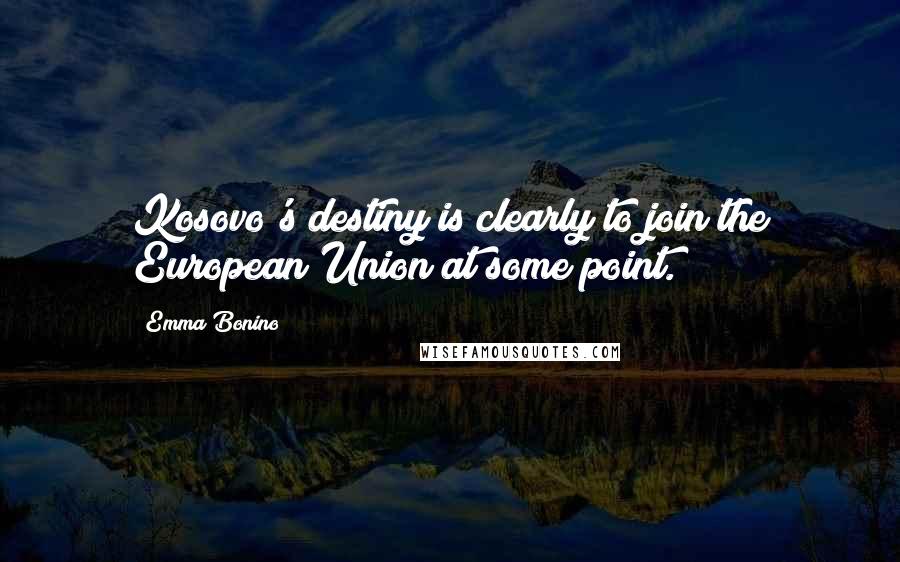 Emma Bonino Quotes: Kosovo's destiny is clearly to join the European Union at some point.