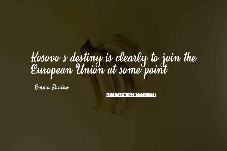 Emma Bonino Quotes: Kosovo's destiny is clearly to join the European Union at some point.