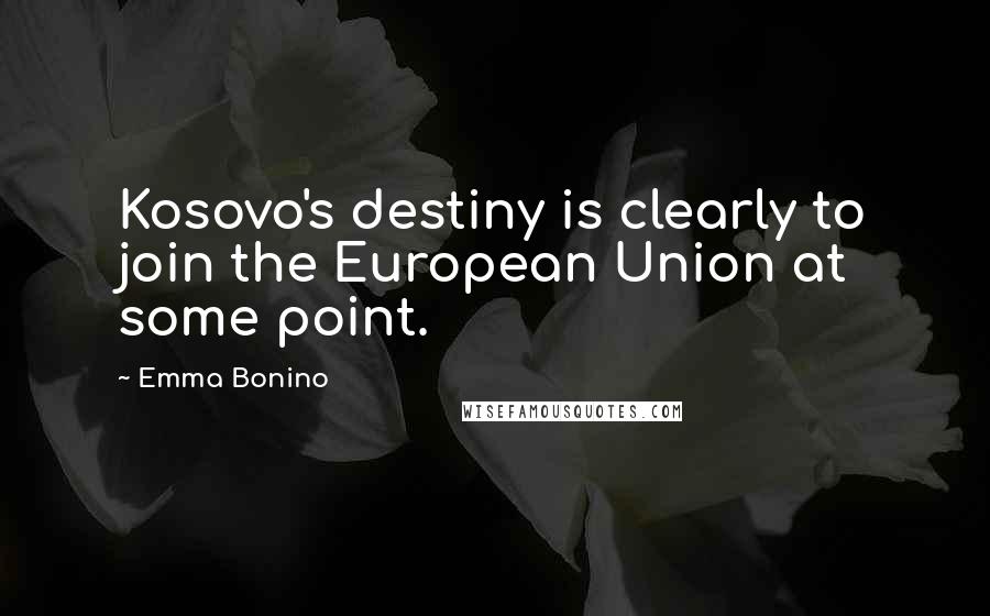 Emma Bonino Quotes: Kosovo's destiny is clearly to join the European Union at some point.
