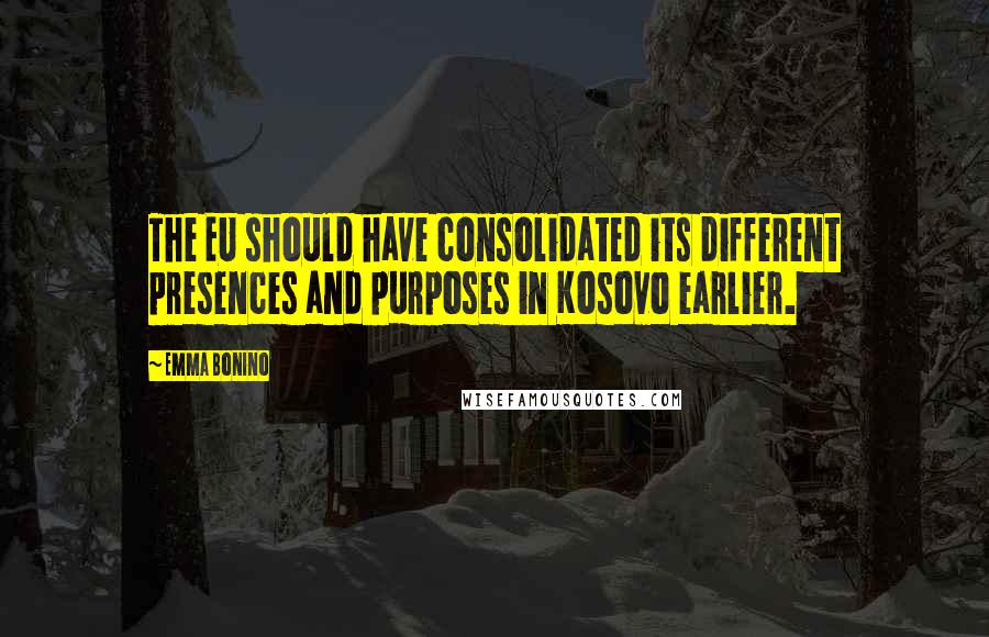 Emma Bonino Quotes: The EU should have consolidated its different presences and purposes in Kosovo earlier.