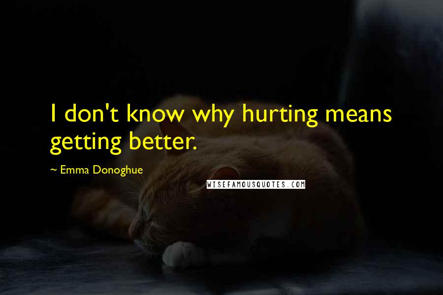 Emma Donoghue Quotes: I don't know why hurting means getting better.