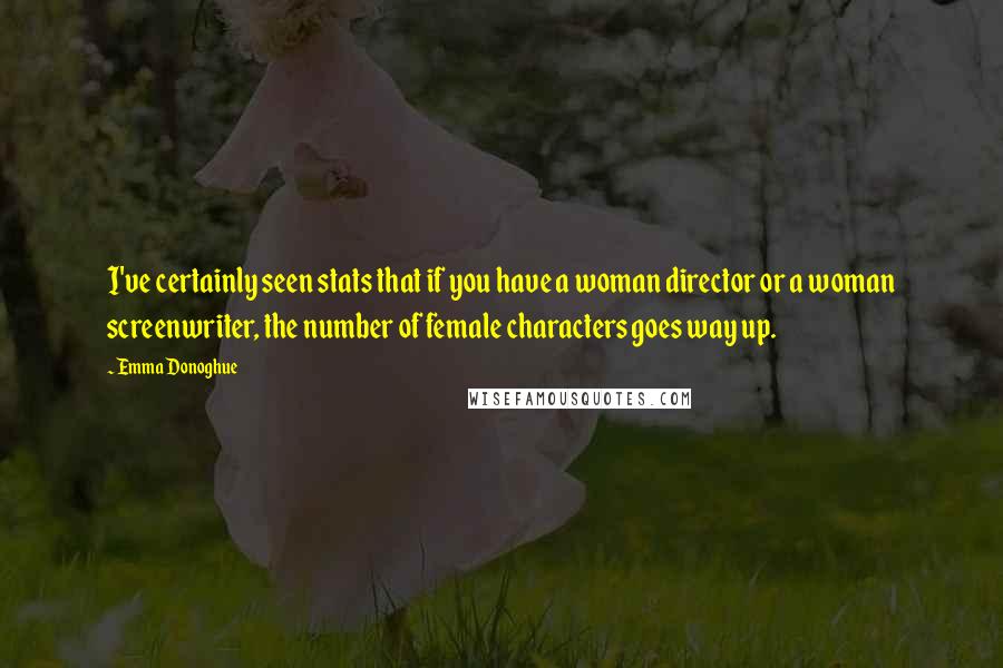 Emma Donoghue Quotes: I've certainly seen stats that if you have a woman director or a woman screenwriter, the number of female characters goes way up.