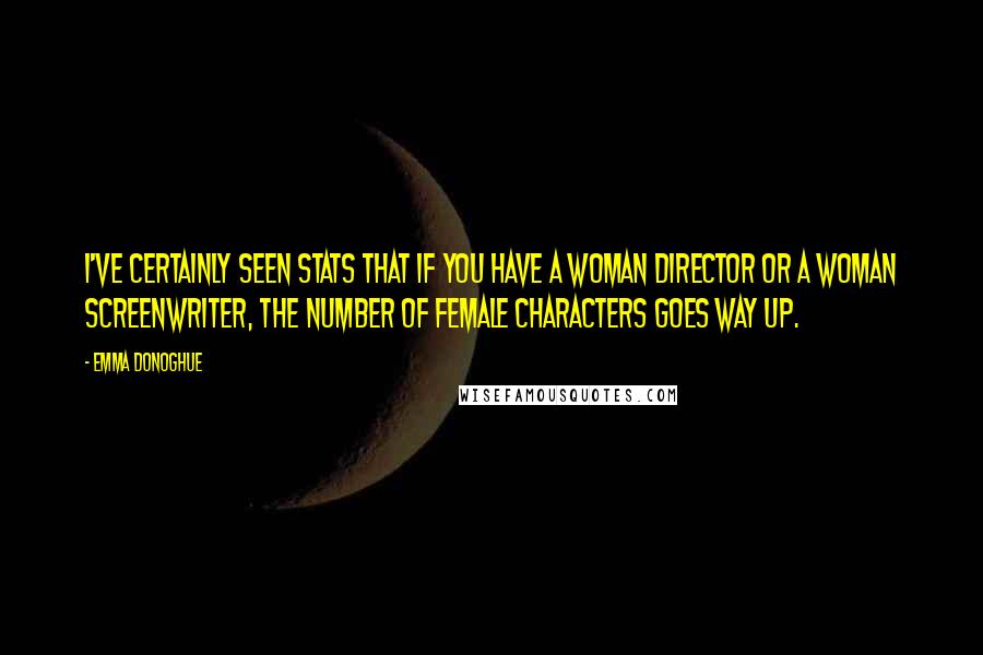 Emma Donoghue Quotes: I've certainly seen stats that if you have a woman director or a woman screenwriter, the number of female characters goes way up.