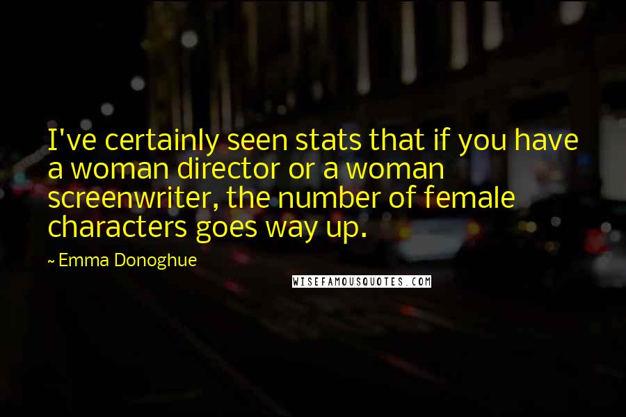 Emma Donoghue Quotes: I've certainly seen stats that if you have a woman director or a woman screenwriter, the number of female characters goes way up.