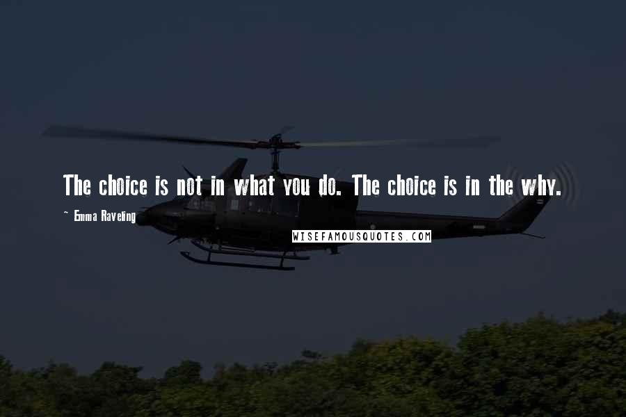Emma Raveling Quotes: The choice is not in what you do. The choice is in the why.