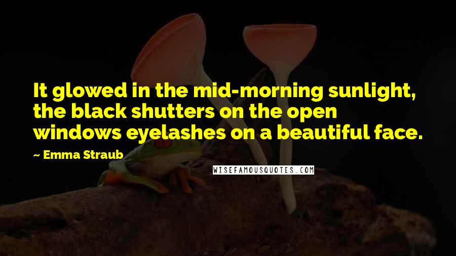 Emma Straub Quotes: It glowed in the mid-morning sunlight, the black shutters on the open windows eyelashes on a beautiful face.