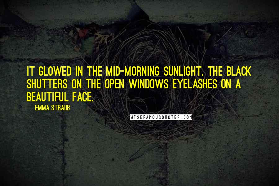 Emma Straub Quotes: It glowed in the mid-morning sunlight, the black shutters on the open windows eyelashes on a beautiful face.