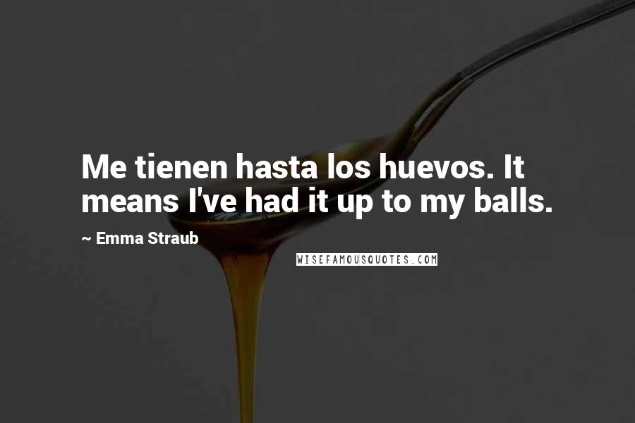 Emma Straub Quotes: Me tienen hasta los huevos. It means I've had it up to my balls.