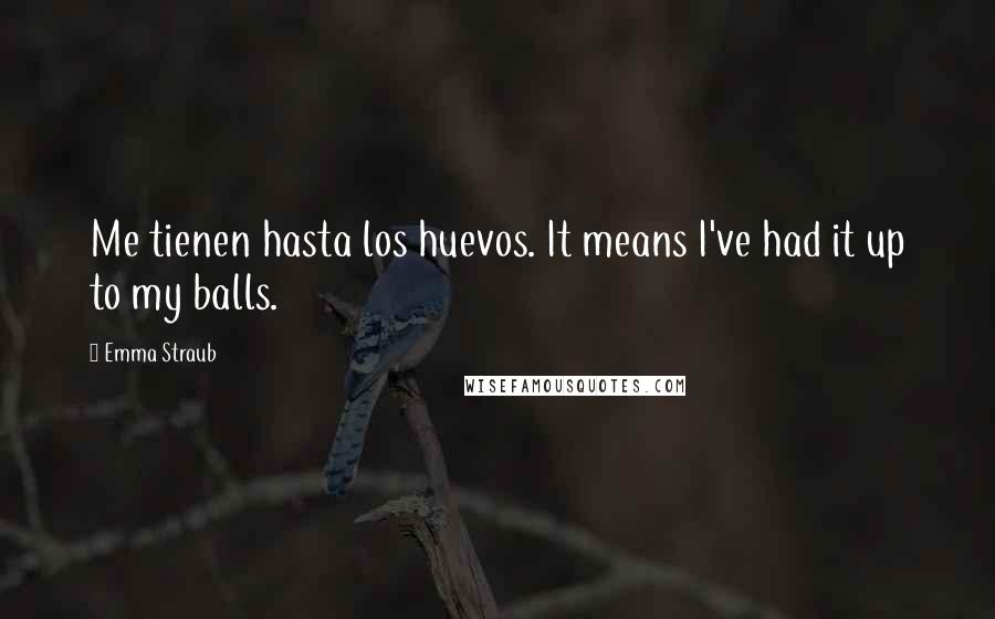 Emma Straub Quotes: Me tienen hasta los huevos. It means I've had it up to my balls.