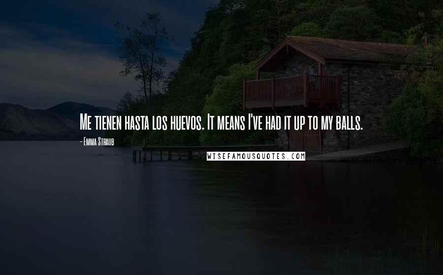 Emma Straub Quotes: Me tienen hasta los huevos. It means I've had it up to my balls.