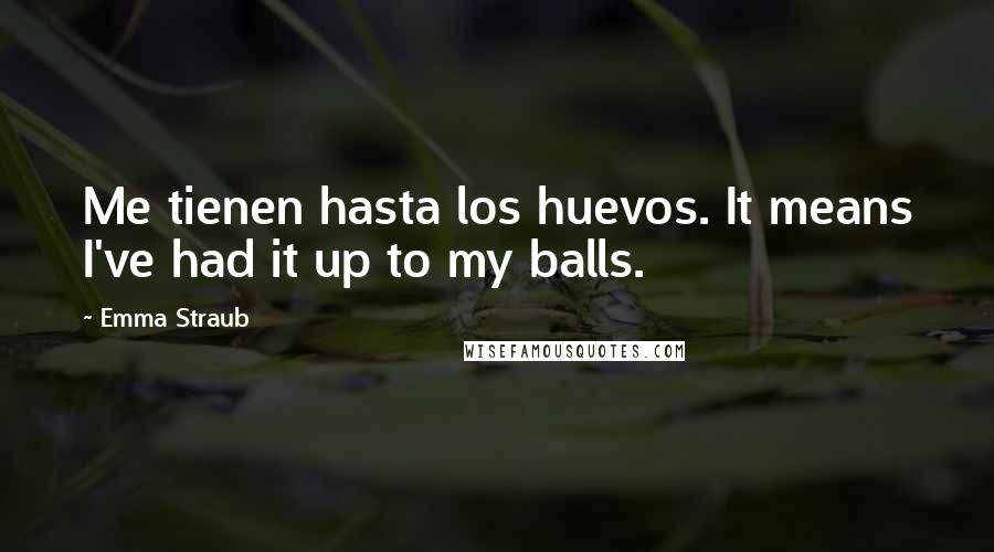Emma Straub Quotes: Me tienen hasta los huevos. It means I've had it up to my balls.
